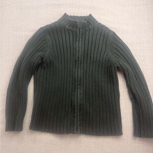 Lands' End Women's Dark Green Ribbed Turtleneck Sweater